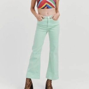 Stoned Immaculate Absinthe Mint Charlotte High Rise Flare Jeans Green , 26
